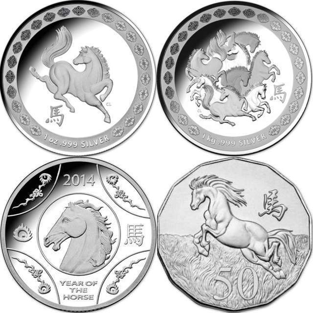 2014 50c Lunar Year of the Horse Tetra-decagon Unc Coin Capsule White Box RAM 