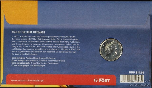 2007 Year of the Surf Lifesaver PNC with 20 cent coin