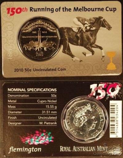 2010 150th Anniversary of the Melbourne Cup 50c