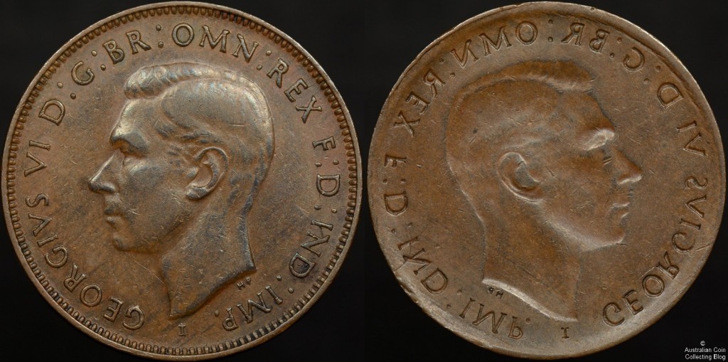  Australia 1942I Half Penny Brockage