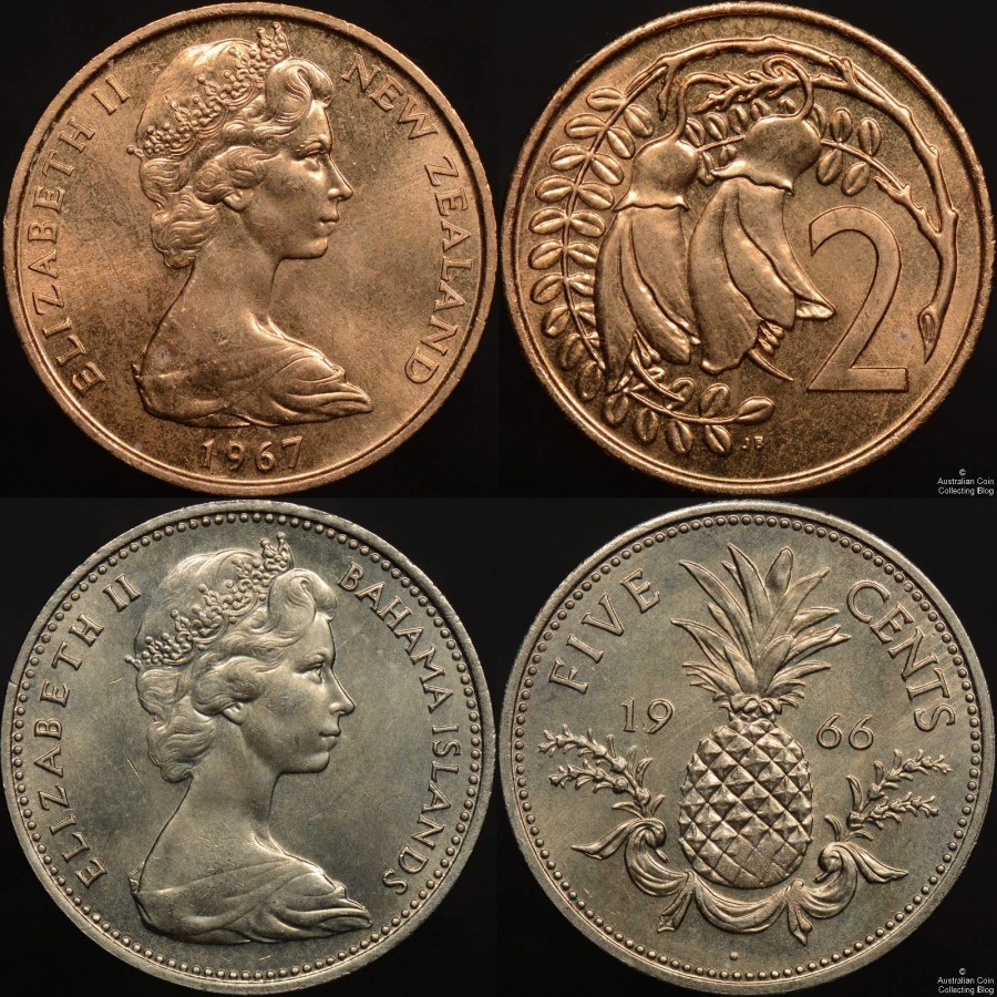 1967 New Zealand 2c Bahama Islands 5c Mule | The Australian Coin ...