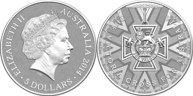 Silver Victoria Cross 5 Dollar Coin (image courtesy www.ramint.gov.au)