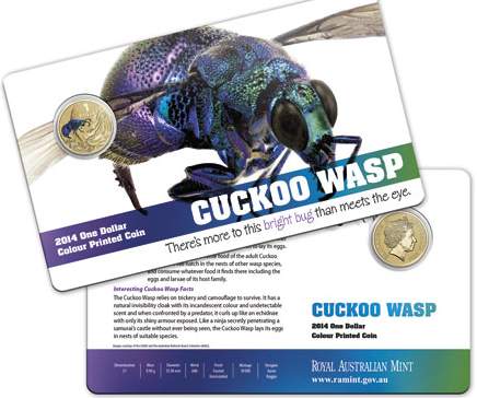 Cuckoo Wasp Australian Dollar Coin Packaging (image courtesy www.ramint.gov.au)