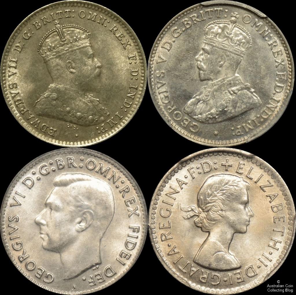 Some Australian Threepence Obverses