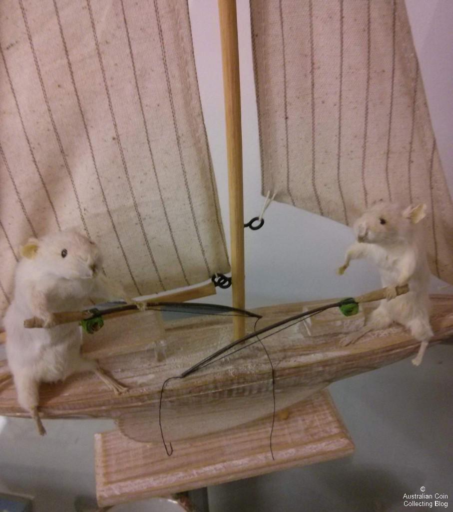 Highlight of the Taxidermy section -a pair of fishing mice