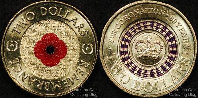 Australian 2 Dollar Coin Commemoratives 2012 (Remembrance) and 2013 (Coronation)