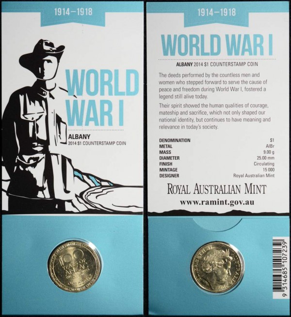 Anzac Albany 2014 AL Counterstamp Dollar 100 Years of Anzac Commemorative Coin The Australian