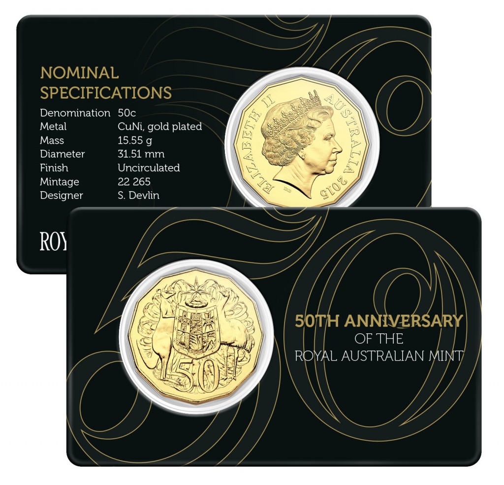 2015 Gold Plated Coat of Arms 50c