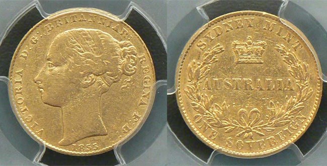 Australian 1855 Sydney Mint Sovereign