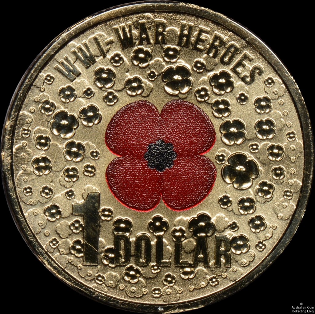 2015 Red Poppy WW1 Heroes $1 Coin