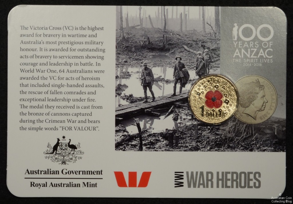 The Red Poppy Dollar Coin  and Information Card