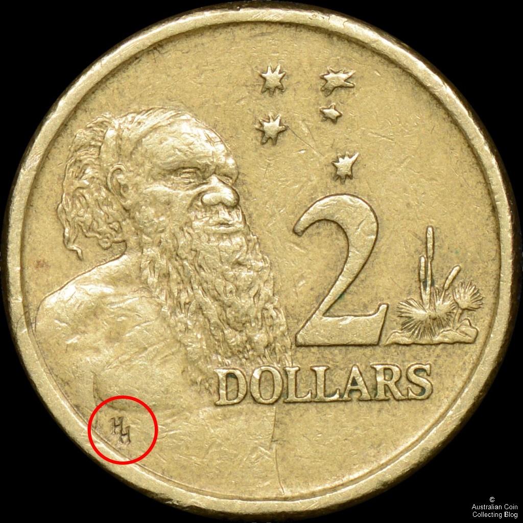 $2 Coin with HH on Aboriginal Portrait