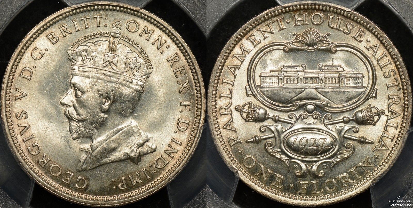 1927 Parliament Florin with portrait of King George V