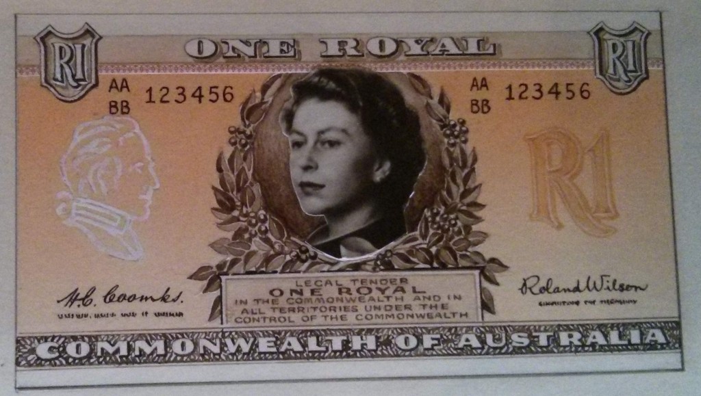 1963 One Royal Note Design (photographed at the Reserve Bank Museum)