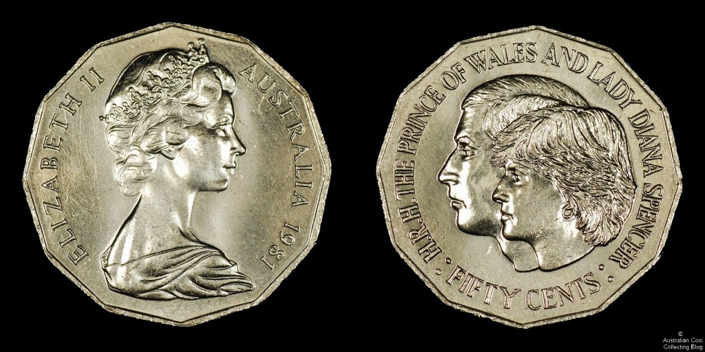 Figure 1: the unimpaired 1981 50c commemorating the marriage of His Royal Highness the Prince of Wales and Lady Diana Spencer.