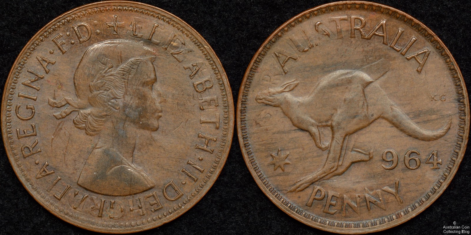 Australian 1964 Penny - Rotated Double Strike
