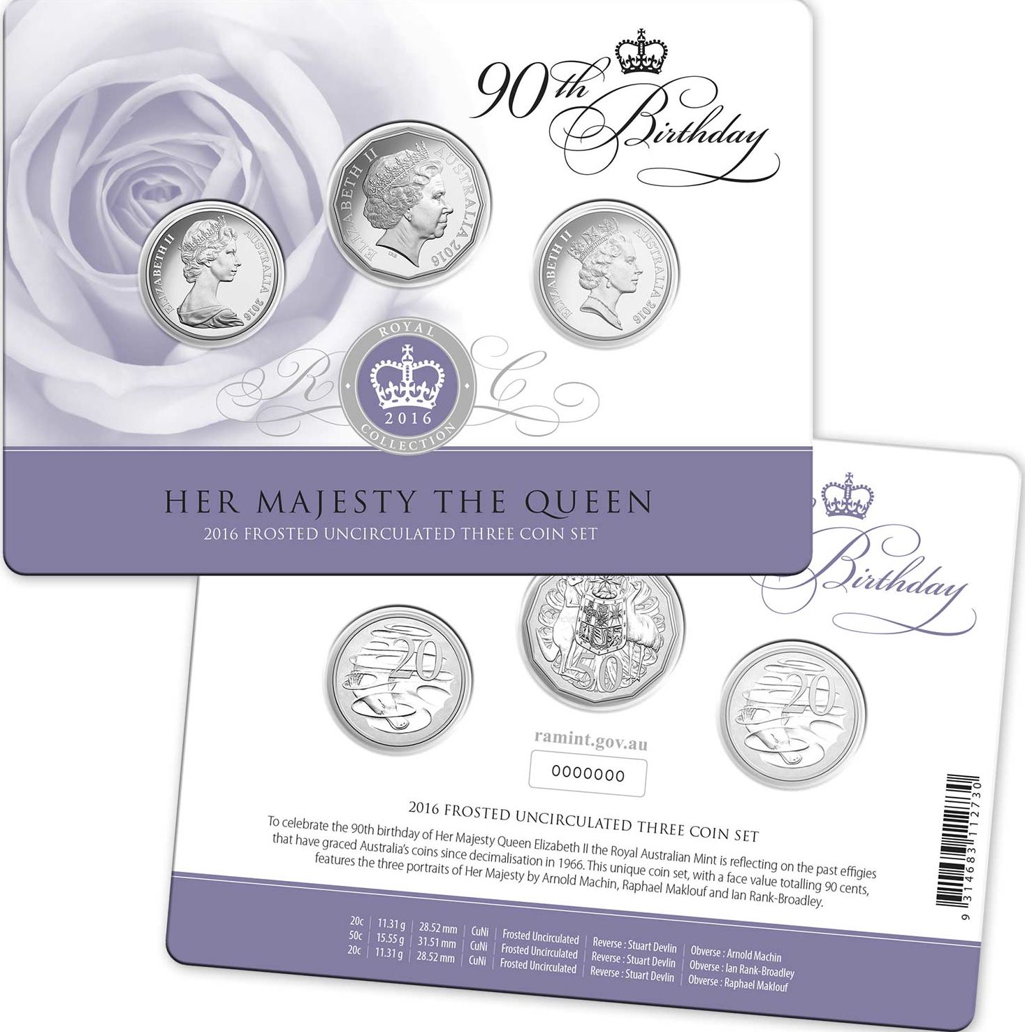 Queen's Birthday Commemorative 3 Coin Set (image courtesy ramint.gov.au)