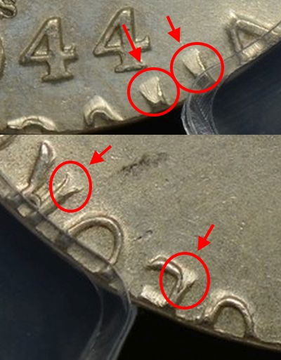 Metal Flows outwards causing Fishtailed Lettering