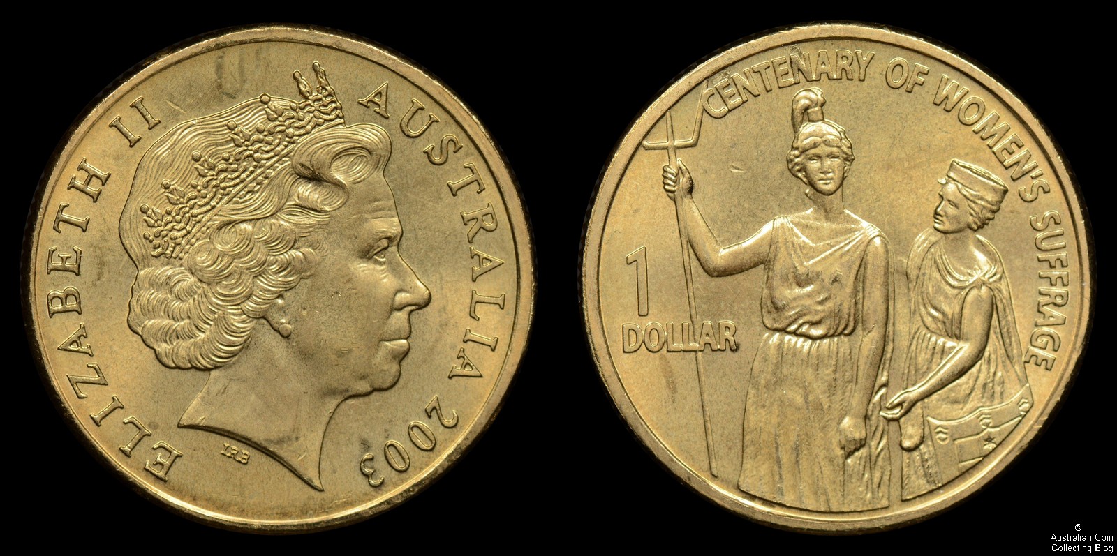 AUSTRALIAN  $1 UNC 2003-100 YEARS OF WOMEN'S SUFFRAGE COMMEMORATIVE COIN 