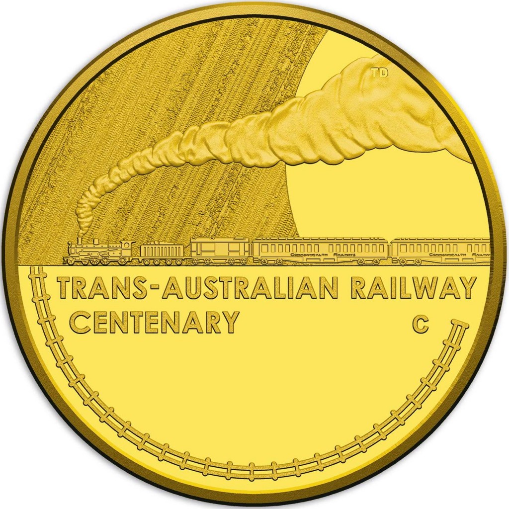 100th Anniversary of the Completion of the Trans-Australian Railway -$10 Gold Coin (image courtesy  ramint.gov.au)