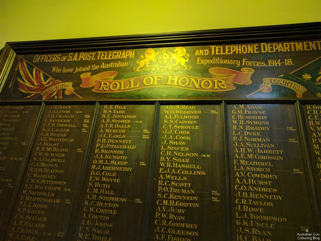 Top of Wooden Roll of Honour in GPO