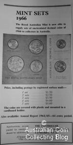 Advertisement for the set, Australian Coin Review October 1966