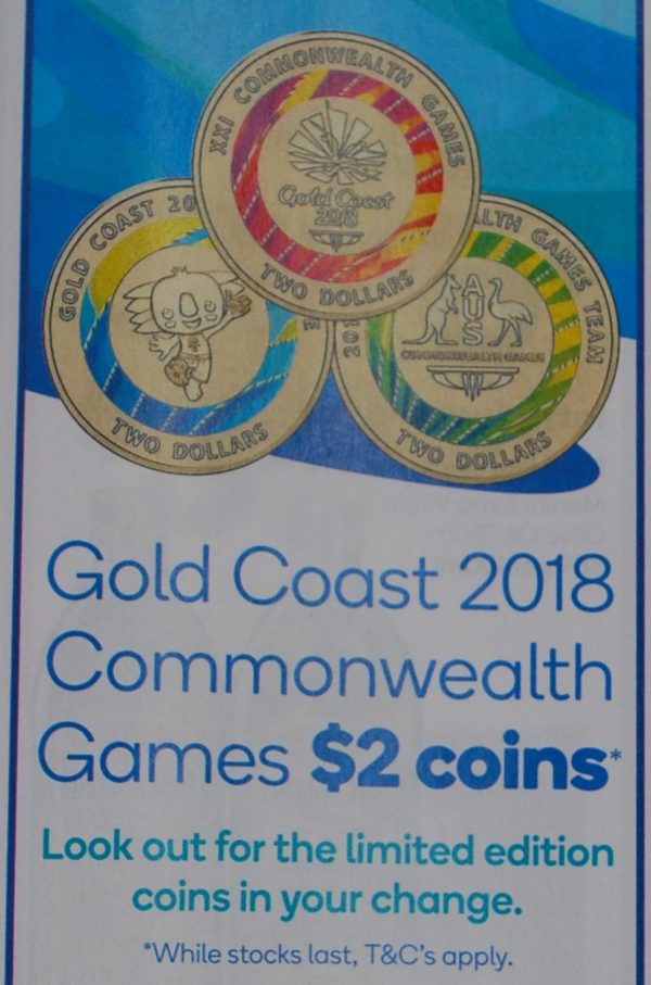 Gold Coast 2018 Commonwealth Games Team Coloured 2 Week 3 Coin at